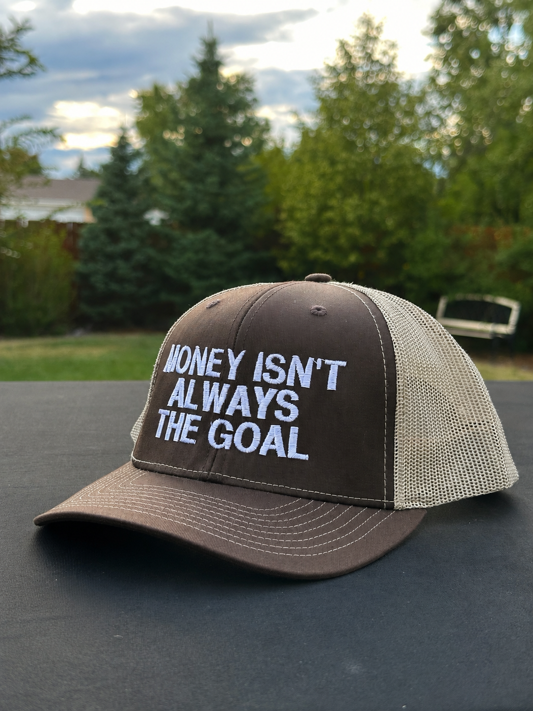 MONEY ISN’T ALWAYS THE GOAL - Black Trucker Hat
